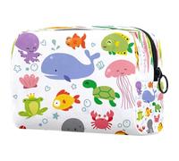Sealife Trousse de toilette pour femme, grande trousse de maquillage pratique avec fermeture éclair Motif animal, multicolore, 18.5x7.5x13cm/7.3x3x5.1in, Trousse de toilette