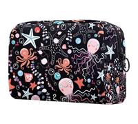 Sealife Trousse de toilette pour femme Motif étoile de mer et pieuvre Grande trousse de maquillage pratique avec fermeture éclair, multicolore, 18.5x7.5x13cm/7.3x3x5.1in, Trousse de toilette