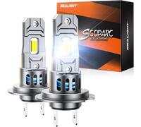 SEALIGHT 2025 Ampoules de phare LED H7, 1:1 Mini Size S2S 33000LM 900% Brightness 140W 6500K 14000RPM Cooling Fan, Halogen Replacement, Plug-N-Play, Pack of 2