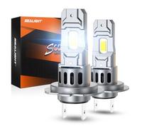 SEALIGHT 2026 Ampoules de phare LED H7, 1:1 Mini Size S2S 50000LM 900% Brightness 140W 6500K 25000RPM Cooling Fan, Halogen Replacement, Plug-N-Play, Pack of 2