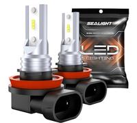 SEALIGHT H11 H16 Ampoule LED Anti-brouillard, Format Mini 1:1 Réel, Blanc Froid 6500K, Puissance et Pénétration Optimales pour Voiture, 4x Plus Lumineuse que l‘Origine, Pack de 2