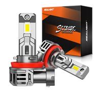 SEALIGHT H11/H9/H16 LED Bulbs, 40000LM 6500K Cool White Light, 1:1 Mini Size, Powersports Accessory Lights with Fan, 3 Mins Plug-N-Play, Pack of 2