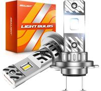SEALIGHT H7 LED Ampoules améliorées, 1:1 Mini Design 6500K Cool White Light, 36000LM Ultra Bright, 60000+ heures de durée de vie, Pas d'adaptateur nécessaire, Lot de 2, no ventilateur