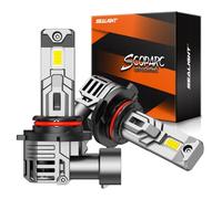 SEALIGHT HIR2/9012 LED Headlight Bulbs, 22000LM 6500K Cool White Light Bulbs with Cooling Fan, 1:1 Mini Size 9012 led headlight,9012 Halogen Replacement 3 Mins Plug-N-Play, Pack of 2