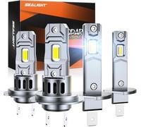 SEALIGHT Kit Led H7+H1 50000LM - Version 2026 avec Ventilateur 14000 tr/min, Design 1:1 Anti-éblouissement, Installation Plug and Play Facile, Pack de 4 Pièces
