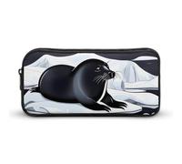 Seals on Ice Trousse à crayons de grande capacité, trousse à crayons minimaliste, légère et durable, petite trousse de rangement pour fournitures de bureau