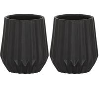 Sealskin Arte Porte Brosse à Dents, Support pour Brosse à Dents et Porte Dentifrice, Accessoire de Salle de Bain en Céramique à Dents Électrique pour Le Plan de Travail, Noir (Lot de 2)