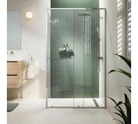 Sealskin Contour Porte coulissante 2 pièces avec paroi latérale - 140x90cm - verre de sécurité clair 6 mm - avec revêtement Sealglas - argent brillant CCD101496265100