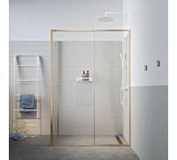 Sealskin Contour Porte coulissante avec paroi latérale 140x90x200cm verre de sécurité transparent 6mm avec revêtement anticalcaire Or brossé CCD101496495100