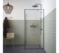 Sealskin Contour Porte pivotante avec paroi latérale 100x100x200cm verre de sécurité clair 6mm avec revêtement anticalcaire Gris mat CCD181006145100