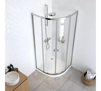 Sealskin Hooked Cabine de douche quart de cercle en quatre parties avec portes coulissantes 90x90x200 cm, verre de sécurité clair 6 mm avec traitement anticalcaire chromé CCX6290C6265100