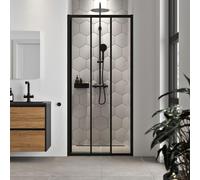 Sealskin Hooked Porte coulissante 3 pièces - 90x200 cm - verre de sécurité clair 6 mm - avec revêtement Sealglas - noir mat CCX120906195100