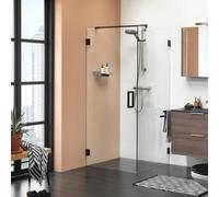 Sealskin I Am porte pivotante avec paroi latérale 90x90x200cm profilé noir mat et verre clair 8mm anticalcaire CIK180906195100