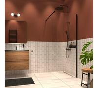 Sealskin Inc. Paroi de douche type A3 100x200cm avec panier de douche verre de sécurité clair 8mm avec traitement anticalcaire noir mat CXIA31006195100