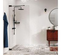 Sealskin Pure Paroi de douche à l''italienne - 90x200cm - verre transparent - 8mm - traitement anticalcaire - noir mat CPU010906195100