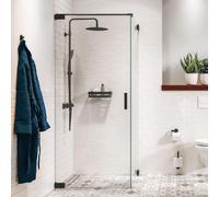 Sealskin Pure Paroi latérale - 90x200cm - pour cabine de douche - verre clair - 8mm - traitement anticalcaire - noir mat CPU230906195100