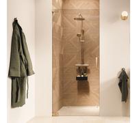 Sealskin Pure porte de douche 90 cm à ouverture basculante doré brossé/verre transparent PU140906495100