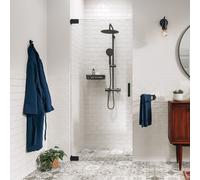 Sealskin Pure porte de douche 90 cm à ouverture basculante noir mat/verre transparent PU140906195100