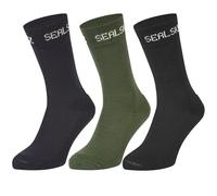 SEALSKINZ Sock Suffield Solo Chaussettes mérinos, Noir, Olive et Bleu Marine, L Mixte