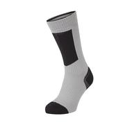 Sealskinz Waterproof Cold Weather Mid Length Sock with Hydrostop Chaussettes Unisexes pour Adultes, Grey/Black/Yellow, Large Mixte