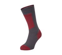 Sealskinz Waterproof Cold Weather Mid Length Sock with Hydrostop Chaussettes Unisexes pour Adultes, Grey/Red/White, Medium Mixte