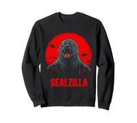 Sealzilla Sceau Japonais Kaiju Art géant Monstre Horizon Ville Sweatshirt