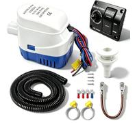 Seamaka Kit d'installation de pompe de cale de 3,8 cm - Pompe à eau automatique de cale de bateau 1100 gph 12 V avec panneau d'interrupteur à 3 voies, tuyau en PVC de 1,8 m, 2 colliers de serrage