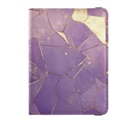 Seamles - Porte-passeport en cuir marbré violet doré pour voyage pour voyage, porte-carte de vaccin, porte-carte de vaccin, portefeuille imperméable pour homme