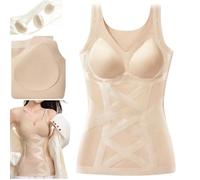 Seamless Body Shaping Camisole with Built-in Bra for Women, Slimming Vest with Support, Compression Tank Top for Everyday (Nude,3XL)