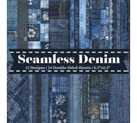 Seamless Denim Scrapbook Paper Craft Pad: 12 Blue Jeans Designs, 24 Double-Side Sheets Printed on 8.5"x8.5" Sized Scrapbooking Paper With Premium ... Collage, Cardstock, Gift Wrapping Etc