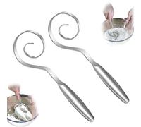 Seamless Dough Whisk for Sourdough, 430 Stainless Steel, Easy Clean Dishwasher, One-Piece Danish Dough Whisk for Heavy Doughs, Cookies, Pizza, Pastry (2 PCS)