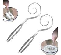 Seamless Dough Whisk for Sourdough,Stainless Steel Bread Dough Whisk for Cooking,Handheld Sour Dough Mixer,Bread Making Tool for Pizza,Pastry,Cake Batter,Mixing,Stirring,Kneading Thick Batter (2pcs)