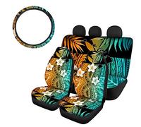 SEANATIVE Accessoires universels pour sièges intérieurs de voiture, housses de siège avant en forme de seau, couverture de selle + couverture de banquette arrière + housse de volant, design coloré de