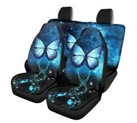 SEANATIVE Blue Butterfly Lot de 4 housses de siège arrière de voiture universelles pour la plupart des voitures