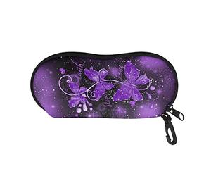 SEANATIVE Boîte de rangement pour lunettes avec fermeture éclair ultra légère - Coque rigide - Unisexe, Papillon Violet - 2, taille unique