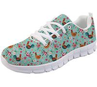 SEANATIVE Chaussures de course à lacets tendance pour femme - Chaussures de sport confortables en maille - Pour adolescentes et filles, Poule, 39 EU