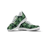 SEANATIVE Chaussures de course en maille respirante pour femme - Style décontracté - Pour le jogging et le sport - Vert - Feuille hawaïenne., 38 EU