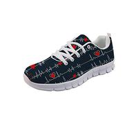SEANATIVE Chaussures de sport confortables pour femme - Chaussures de course à pied en maille à lacets pour adolescentes - Baskets de randonnée et de tennis, bleu marine, 38 EU