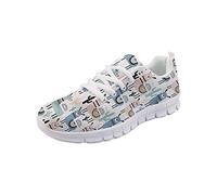 SEANATIVE Chaussures de sport confortables pour femme - Chaussures de course à pied en maille à lacets pour adolescentes - Baskets de randonnée et de tennis, ecru, 36 EU