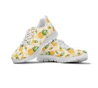 Seanative Chaussures de sport tendance pour femmes avec lacets et maille confortables pour filles adolescentes, baskets pour la marche, le tennis et la randonnée, Ananas jaune., 39 EU