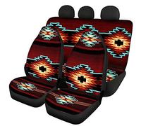 SEANATIVE Coussins de protection pour siège de voiture rétro, housses de siège imprimées avec motifs géométriques aztèques, coussins pour sièges avant et arrière