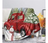 SEANATIVE Couverture d'hiver chaude et moelleuse en peluche avec camion rouge et sapin de Noël - 2XL