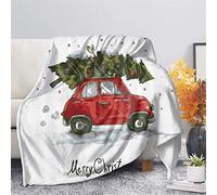 SEANATIVE Couverture Douillette en Microfibre Super Douce - Polaire Flanelle pour Lit et Canapé - Motif Sapin de Noël, Camion Rouge et Flocon de Neige - XS