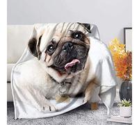 SEANATIVE Couverture en flanelle avec imprimé chien carlin pour automne, hiver, printemps, toutes saisons, chaude et moelleuse, extra douce pour enfants et adultes - XL