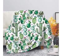 SEANATIVE Couverture en flanelle pour automne, hiver, printemps, toutes saisons, chaude et pelucheuse, légère, impression cactus - 3XL