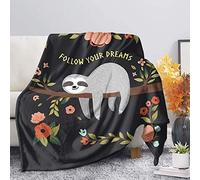 SEANATIVE Couverture épaisse en flanelle pour l'automne, l'hiver et le printemps - Chaude, pelucheuse et extra douce - Housse de couette mignonne avec dessin animé paresseux - Suivez vos rêves - XL