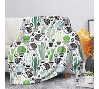 SEANATIVE Couverture kawaii cactus avec hérisson - Couverture en peluche extra douce et chaude pour toutes saisons, légère et épaisse pour enfants, adultes, taille XS