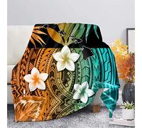 SEANATIVE Couverture réversible, motif floral de style hawaïen avec imprimé polynésien, couverture chaude, super douce et confortable, taille 3XL