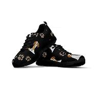 SEANATIVE Draft Chaussures de course pour femme Chaussures de sport de randonnée Chaussures de course décontractées - Noir - Beagle Dog, 34 EU