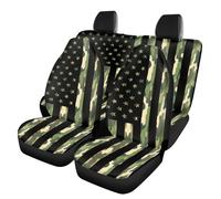 SEANATIVE Ensemble complet de housses de siège de voiture avec drapeau américain - Motif camouflage - Avant et arrière - Accessoires d'intérieur pour voiture et camion - Facile à installer